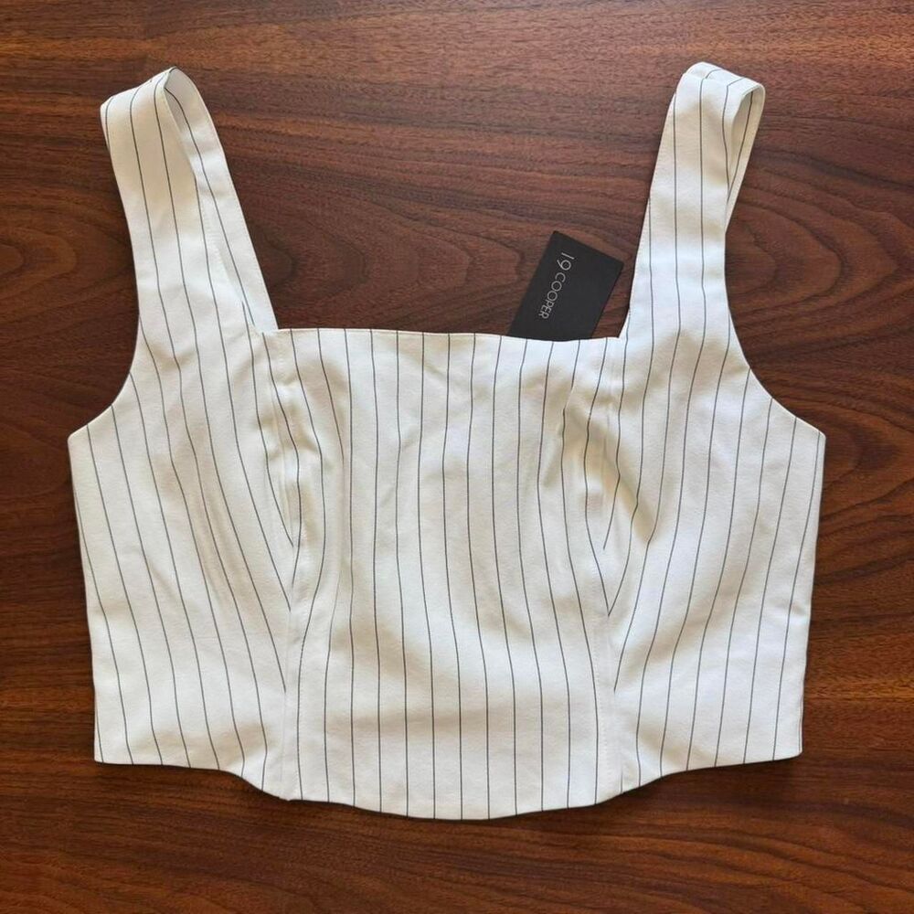 19 Cooper Pinstripe Corset Style Crop Top Small NWT